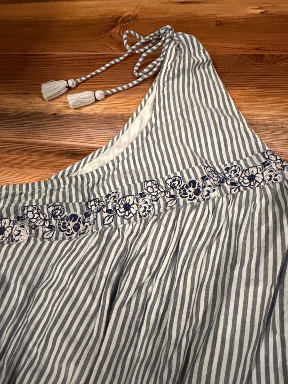 Anthropologie Striped Cotton Tie-Shoulder Sundress in Light Blue - Picture 4 of 8